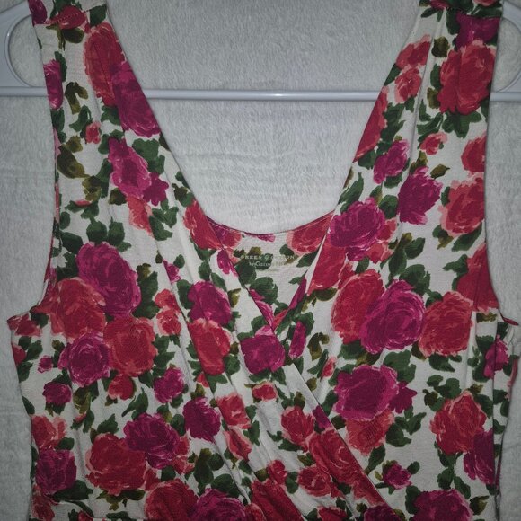 Garnet Hill Green Cotton Rose Print Dress Sz S-M Floral Fairycore Cottagecore - Picture 4 of 13